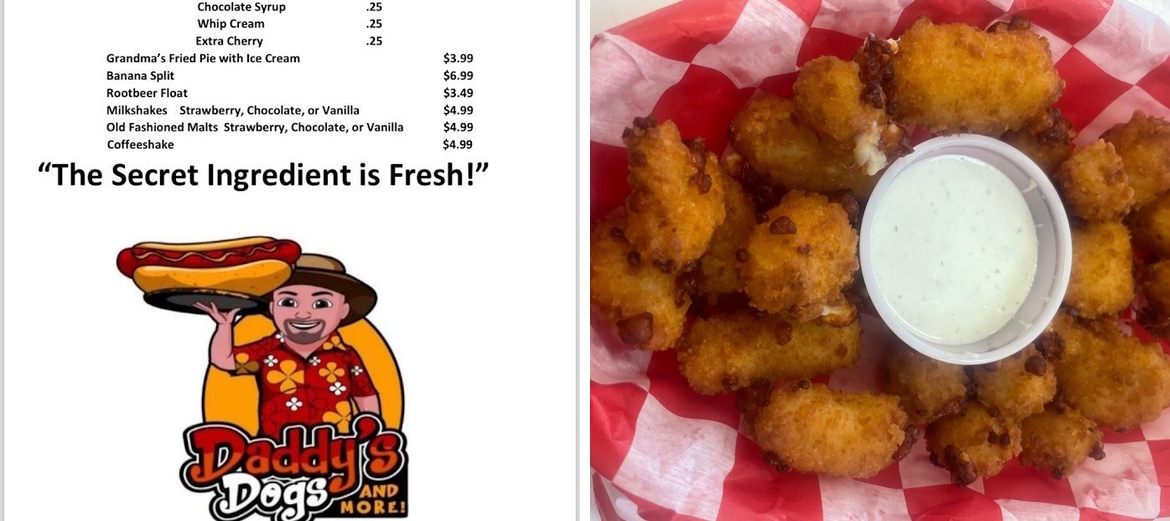 Daddy's Dogs and More Menu